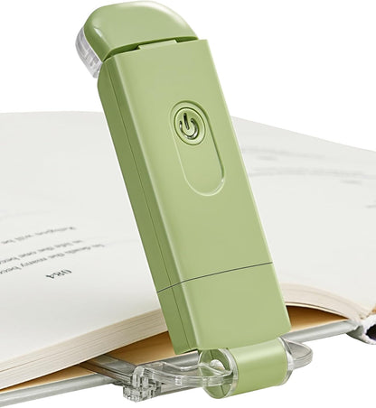 USB Rechargeable Book Reading Light, LED Clip on Booklight Flexible Reading Lights in Bed, Car at Night, 4 Brightness Adjustable, Perfect for Bookworms, Kids (Grass Green)