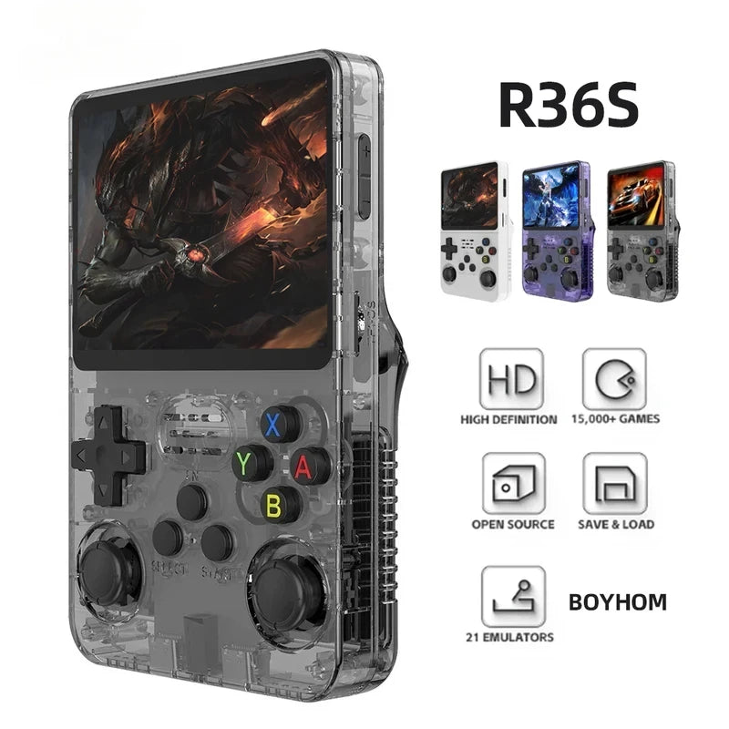 128G R36S Retro Handheld Video Game Console Linux System 3.5 Inch IPS Screen R35S Pro Portable Pocket Video Player 64GB Games
