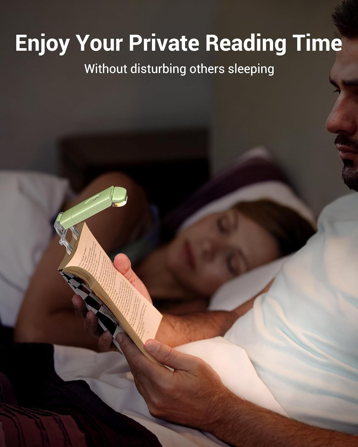 USB Rechargeable Book Reading Light, LED Clip on Booklight Flexible Reading Lights in Bed, Car at Night, 4 Brightness Adjustable, Perfect for Bookworms, Kids (Grass Green)