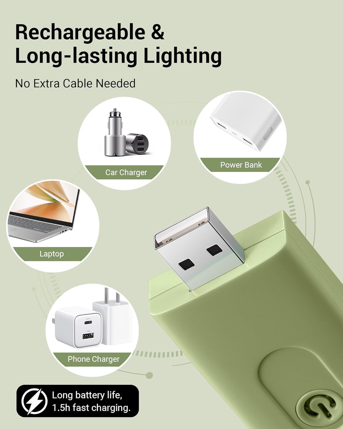 USB Rechargeable Book Reading Light, LED Clip on Booklight Flexible Reading Lights in Bed, Car at Night, 4 Brightness Adjustable, Perfect for Bookworms, Kids (Grass Green)